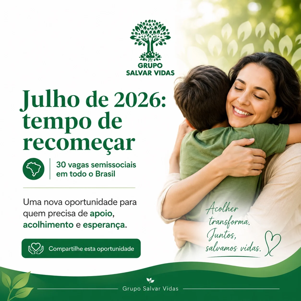 30 vagas semissociais em todo o Brasil